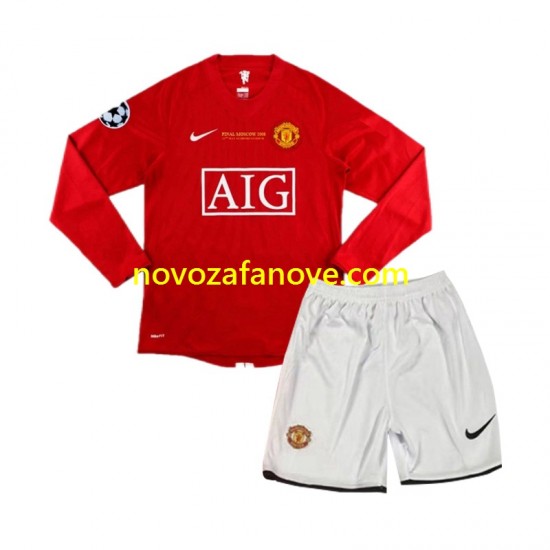 Nogometni Dres Manchester United Champion League 2007 Retro Dječji Domaći Dugim Rukavima
