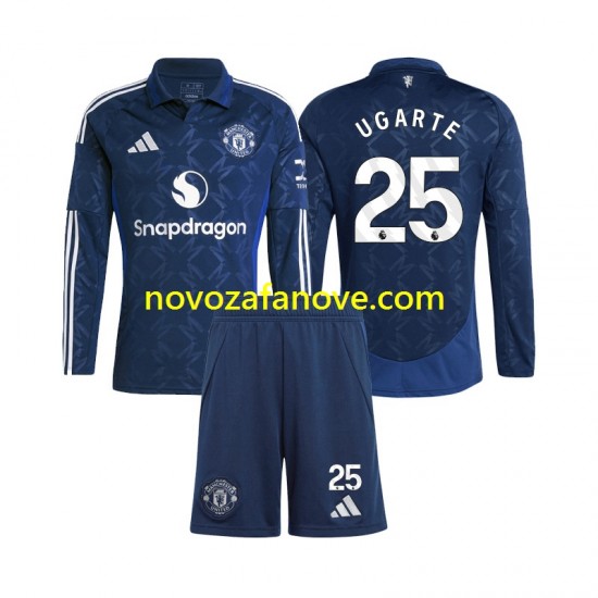 Nogometni Dres Manchester United Manuel Ugarte 25 Dječji Gostujući 2024-2025 Dugim Rukavima