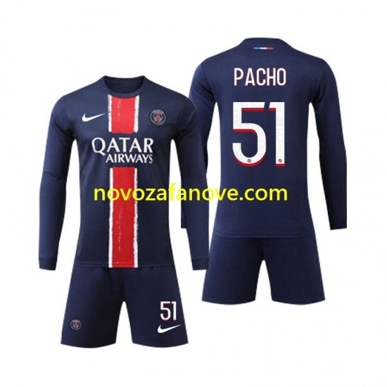 Nogometni Dres Paris Saint-Germain Pacho 51 Dječji Domaći 2024-2025 Dugim Rukavima