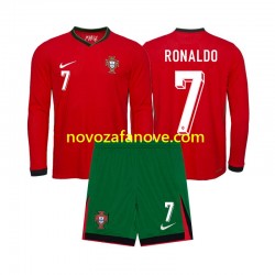 Nogometni Dres Portugal Ronaldo 7 Dječji Domaći Euro 2024 Dugim Rukavima