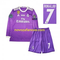 Nogometni Dres Real Madrid Cristiano Ronaldo 7 2016 Retro Dječji Gostujući Dugim Rukavima