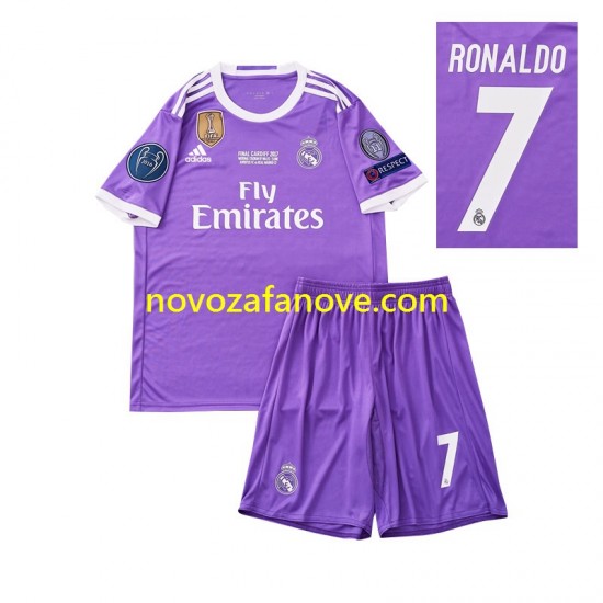 Nogometni Dres Real Madrid Cristiano Ronaldo 7 2016 Retro Dječji Gostujući Kratkih Rukava