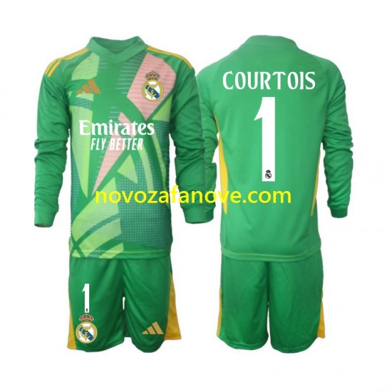 Nogometni Dres Real Madrid Thibaut Courtois 1 Golmanski Dječji Treći 2024-2025 Dugim Rukavima