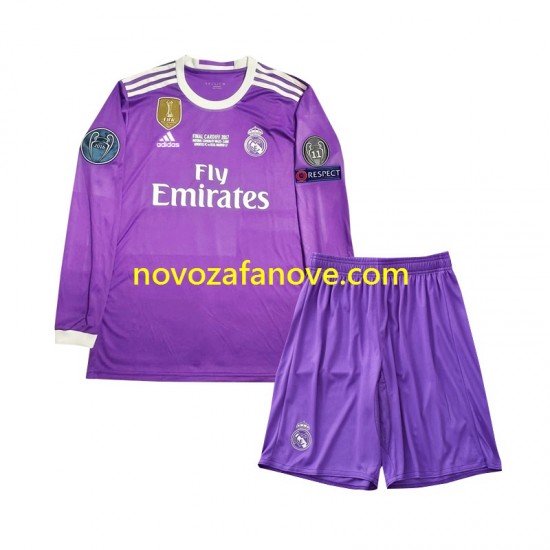 Nogometni Dres Real Madrid 2016 Retro Dječji Gostujući Dugim Rukavima