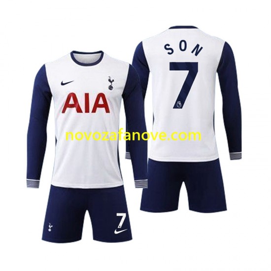 Nogometni Dres Tottenham Spurs Son 7 Dječji Domaći 2024-2025 Dugim Rukavima