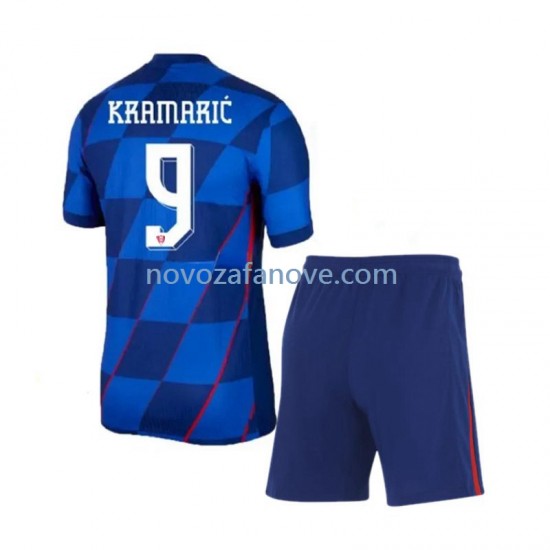 Nogometni Dres Hrvatska Andrej Kramaric 9 Dječji Gostujući Euro 2024 Kratkih Rukava