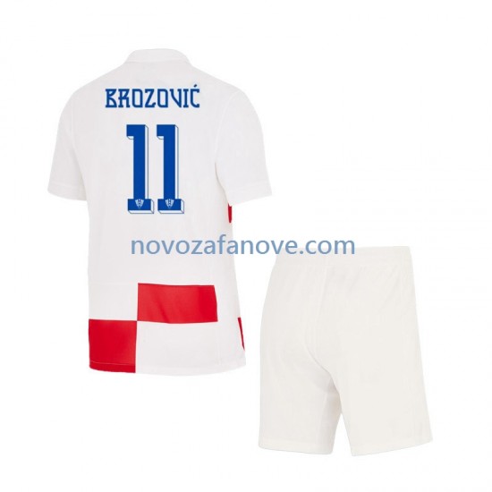 Nogometni Dres Hrvatska Marcelo Brozovic 11 Dječji Domaći Euro 2024 Kratkih Rukava