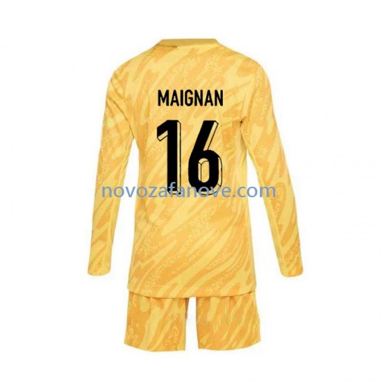 Nogometni Dres Francuska Mike Maignan 16 Golmanski Dječji Domaći Euro 2024 Dugim Rukavima