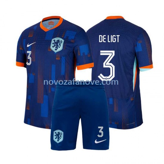 Nogometni Dres Nizozemska Matthijs de Ligt 3 Dječji Gostujući Euro 2024 Kratkih Rukava