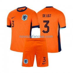 Nogometni Dres Nizozemska Matthijs de Ligt 3 Dječji Domaći Euro 2024 Kratkih Rukava