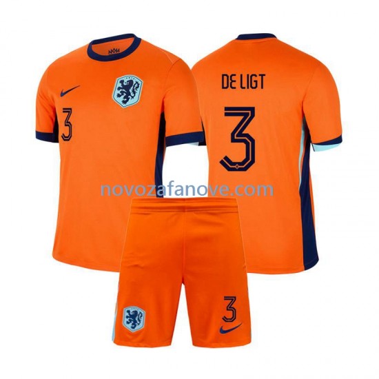 Nogometni Dres Nizozemska Matthijs de Ligt 3 Dječji Domaći Euro 2024 Kratkih Rukava