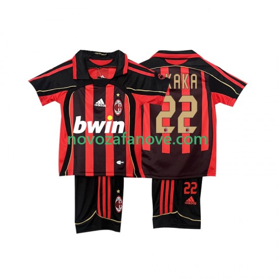 Nogometni Dres AC Milan KAKA 22 -2007 Retro Dječji Domaći 2006 Kratkih Rukava
