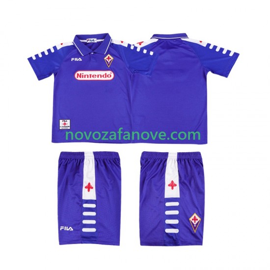Nogometni Dres ACF Fiorentina Retro Dječji Domaći 1998 1999 Kratkih Rukava