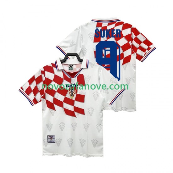 Nogometni Dres Hrvatska BSUKER 9 Retro Muški Domaći 1998 Kratkih Rukava