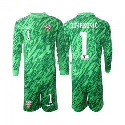Nogometni Dres Hrvatska DOMINIK LIVAKOVIC 1 Golmanski Dječji Gostujući 2024 Dugim Rukavima