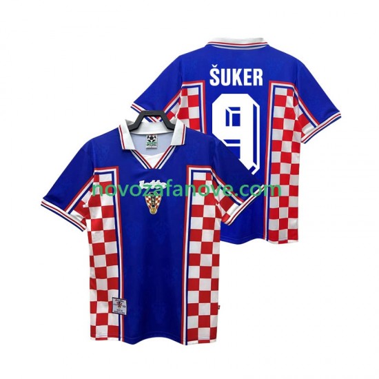 Nogometni Dres Hrvatska SUKER 9 Retro Muški Gostujući 1998 Kratkih Rukava