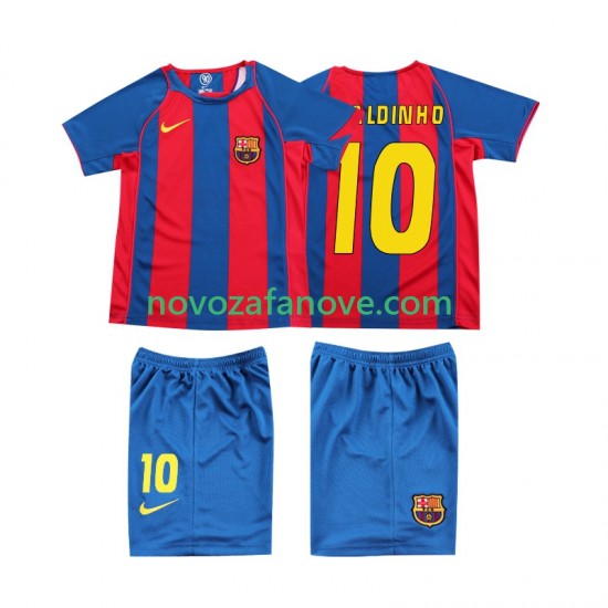 Nogometni Dres FC Barcelona RONALDINHO 10 Retro Dječji Domaći 2004 Kratkih Rukava