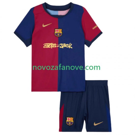 Nogometni Dres FC Barcelona TRAVIS SCOTT Dječji Domaći 2024-2025 Kratkih Rukava