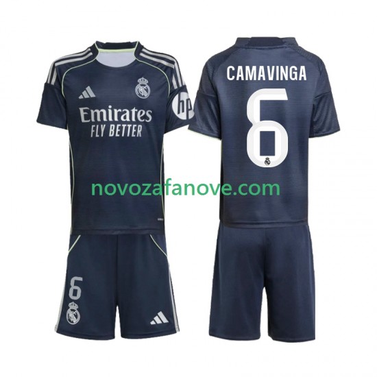 Nogometni Dres Real Madrid Camavinga 6 Dječji Gostujući 2025-2026 Kratkih Rukava