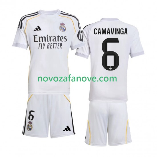 Nogometni Dres Real Madrid Camavinga 6 Dječji Domaći 2025-2026 Kratkih Rukava