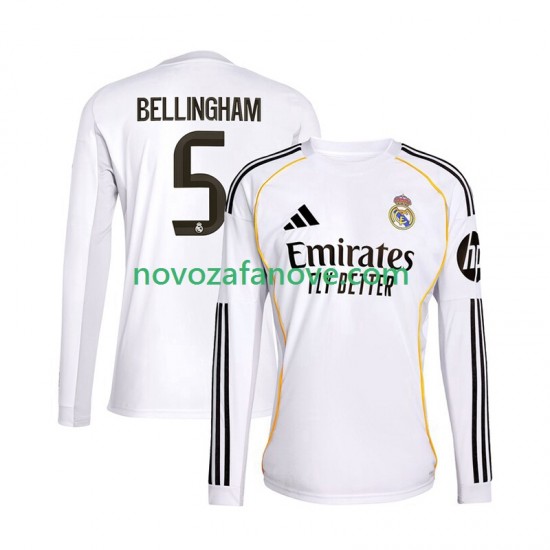 Nogometni Dres Real Madrid Jude Bellingham 5 Muški Domaći 2025-2026 Dugim Rukavima