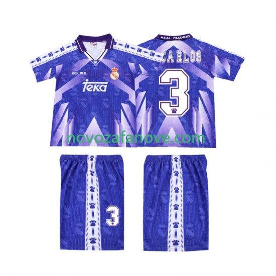 Nogometni Dres Real Madrid R CARLOS 3 1996-1997 Retro Dječji Gostujući Kratkih Rukava