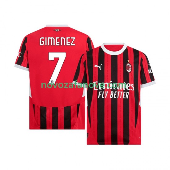 Nogometni Dres AC Milan Santiago Gimenez 7 Muški Domaći 2024-2025 Kratkih Rukava