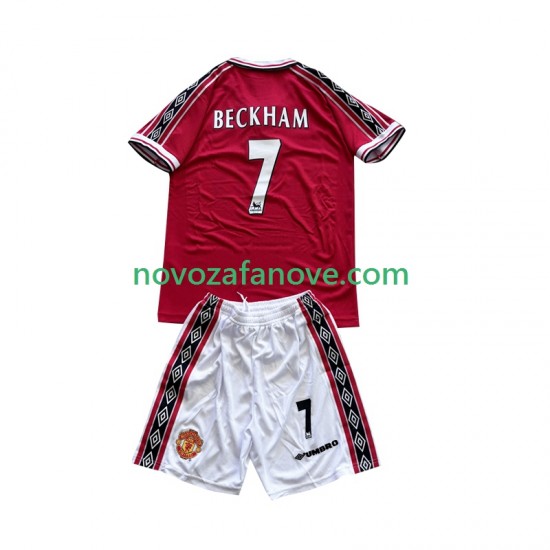 Nogometni Dres Manchester United Beckham 7 Retro Dječji Domaći 1998 1999 Kratkih Rukava