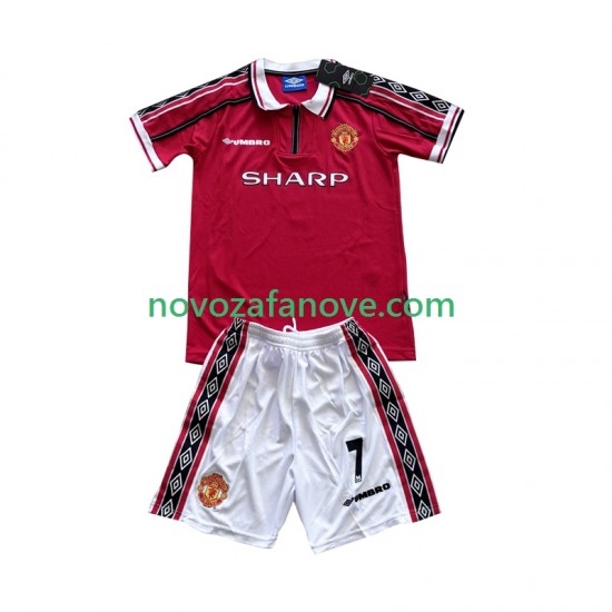 Nogometni Dres Manchester United Beckham 7 Retro Dječji Domaći 1998 1999 Kratkih Rukava