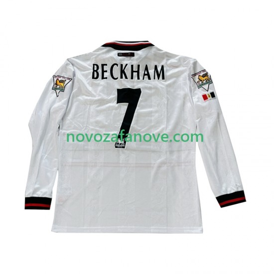 Nogometni Dres Manchester United Beckham 7 Retro Muški Gostujući 1998 1999 Dugim Rukavima