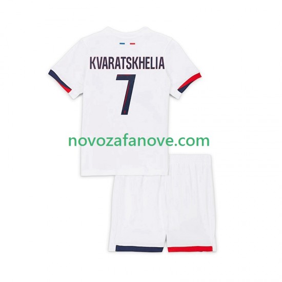 Nogometni Dres Paris Saint-Germain Khvicha Kvaratskhelia 7 Dječji Gostujući 2024-2025 Kratkih Rukava