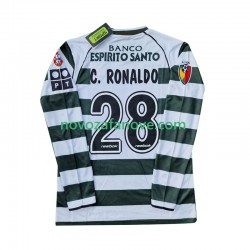 Nogometni Dres Sporting CP Cristiano Ronaldo 28 2001 2003 Retro Muški Domaći Dugim Rukavima
