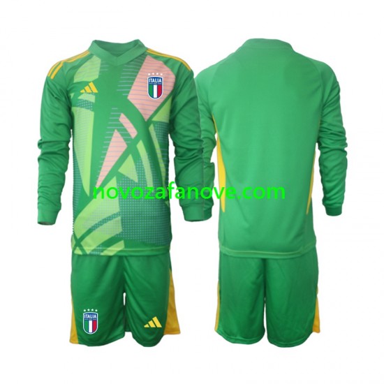 Nogometni Dres Italija Golmanski Dječji Gostujući Euro 2024 Dugim Rukavima