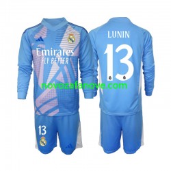 Nogometni Dres Real Madrid Andriy Lunin 13 Golmanski Dječji Domaći 2024-2025 Dugim Rukavima