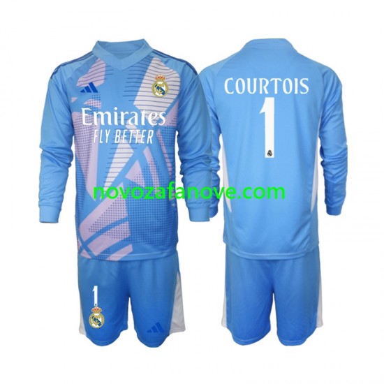Nogometni Dres Real Madrid Thibaut Courtois 1 Golmanski Dječji Domaći 2024-2025 Dugim Rukavima