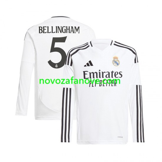 Nogometni Dres Real Madrid Jude Bellingham 5 Muški Domaći 2024-2025 Dugim Rukavima