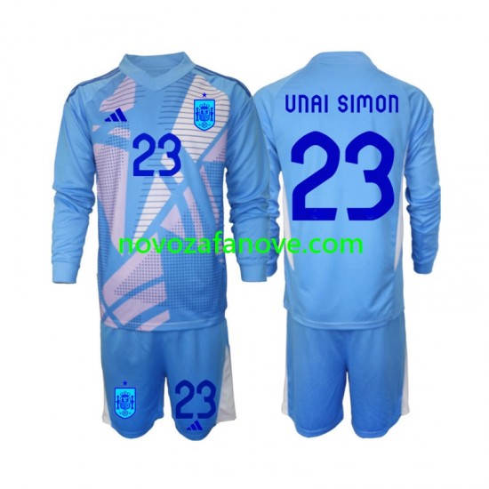 Nogometni Dres Španjolska Unai Simon 23 Golmanski Dječji Domaći Euro 2024 Dugim Rukavima