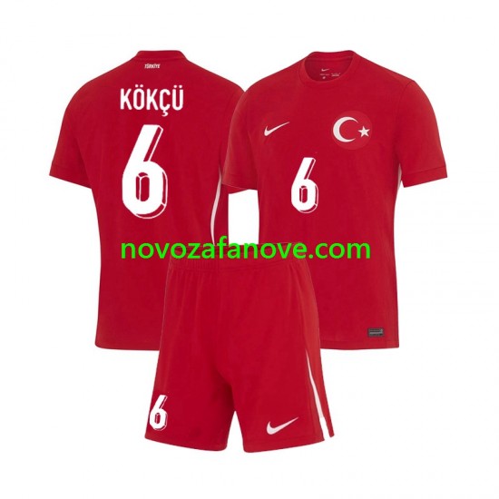 Nogometni Dres Turska Orkun Kokcu 6 Dječji Gostujući Euro 2024 Kratkih Rukava