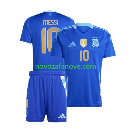 Nogometni Dres Argentina Lionel Messi 10 Copa America Dječji Gostujući 2024 Kratkih Rukava