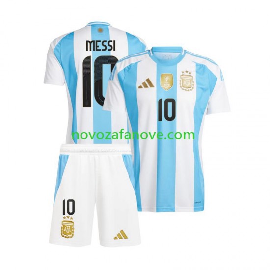 Nogometni Dres Argentina Lionel Messi 10 Copa America Dječji Domaći 2024 Kratkih Rukava
