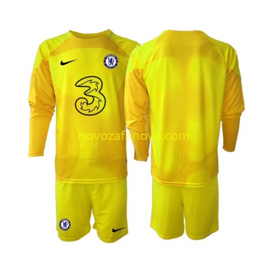 Nogometni Dres Chelsea Golmanski Dječji Gostujući 2022-2023 Dugim Rukavima