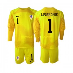 Nogometni Dres Hrvatska Dominik Livakovic 1 Golmanski Dječji Domaći Svjetsko prvenstvo 2022 Dugim Rukavima