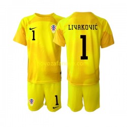Nogometni Dres Hrvatska Dominik Livakovic 1 Golmanski Dječji Domaći Svjetsko prvenstvo 2022 Kratkih Rukava