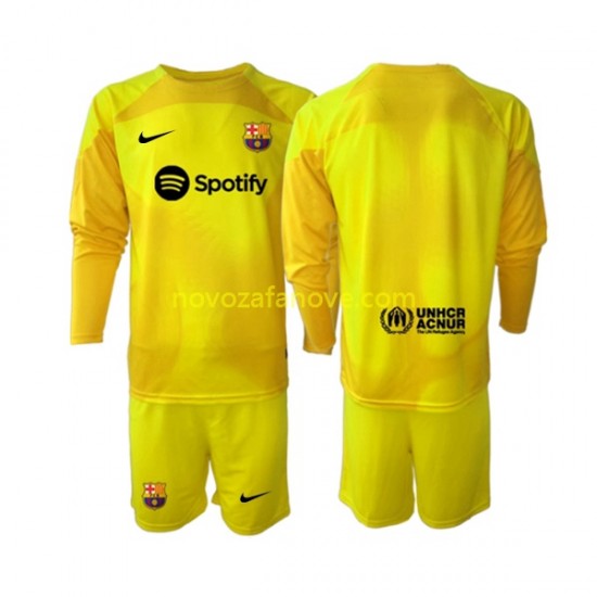 Nogometni Dres FC Barcelona Golmanski Dječji Četvrti 2022-2023 Dugim Rukavima