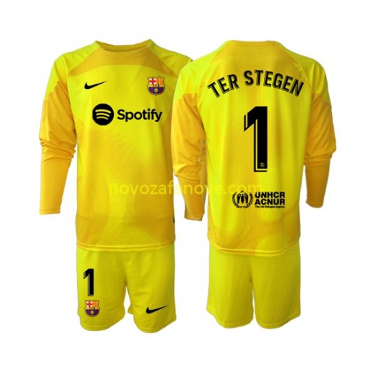 Nogometni Dres FC Barcelona Ter Stegen 1 Golmanski Dječji Četvrti 2022-2023 Dugim Rukavima