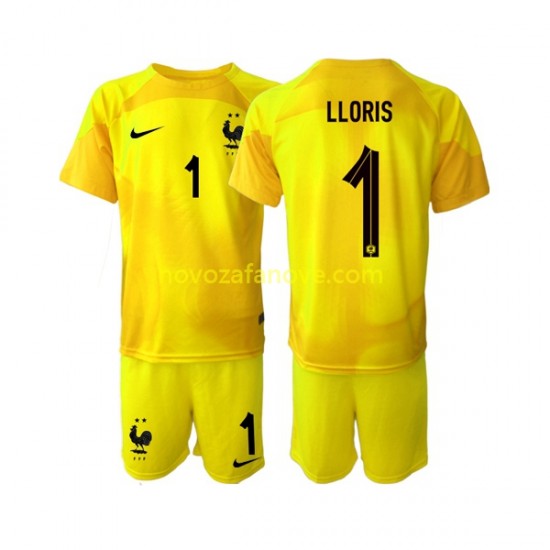 Nogometni Dres Francuska Hugo Lloris 1 Golmanski Dječji Treći Svjetsko prvenstvo 2022 Kratkih Rukava