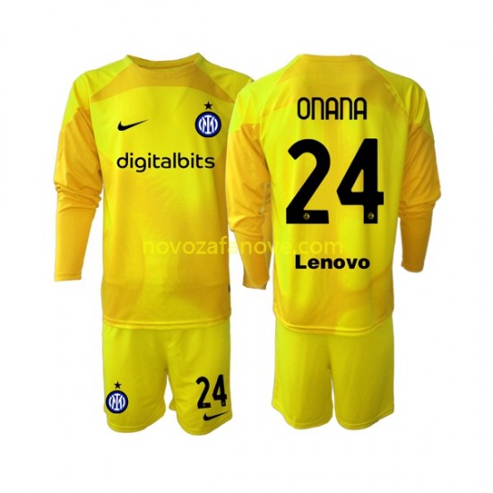 Nogometni Dres Inter Milan Andre Onana 24 Golmanski Dječji Gostujući 2022-2023 Dugim Rukavima