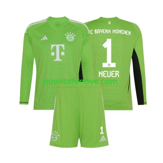 Nogometni Dres FC Bayern München Manuel Neuer 1 Golmanski Dječji Gostujući 2023-2024 Dugim Rukavima