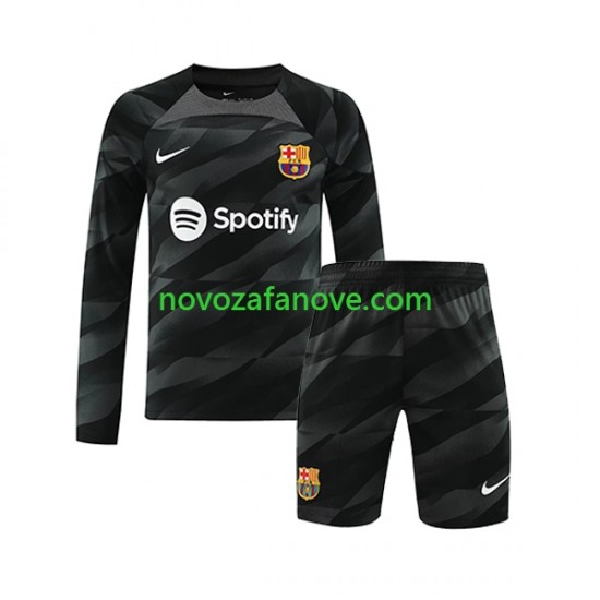 Nogometni Dres FC Barcelona Golmanski Dječji Gostujući 2023-2024 Dugim Rukavima