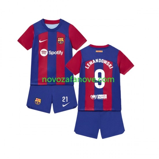 Nogometni Dres FC Barcelona Robert Lewandowski 9 Dječji Domaći 2023-2024 Kratkih Rukava
